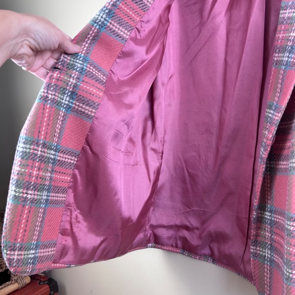 Vintage Hunt Club women’s pink plaid wool blend blazer size 12P - Picture 6 of 9